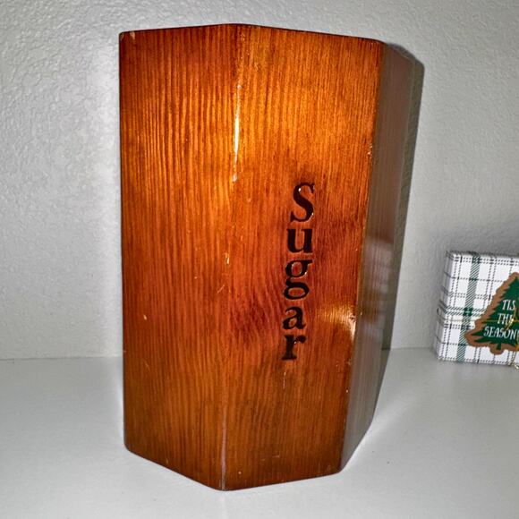 Vintage Wooden “Sugar” Canister – Hand-Painted Folk Art Floral Heart Design - Picture 9 of 9